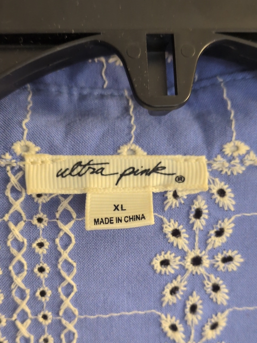 Blue Patterned Button-Front Women's Top - Picture 2 of 4